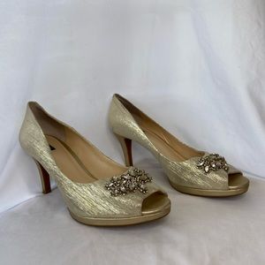 Open Toe Beaded Pumps